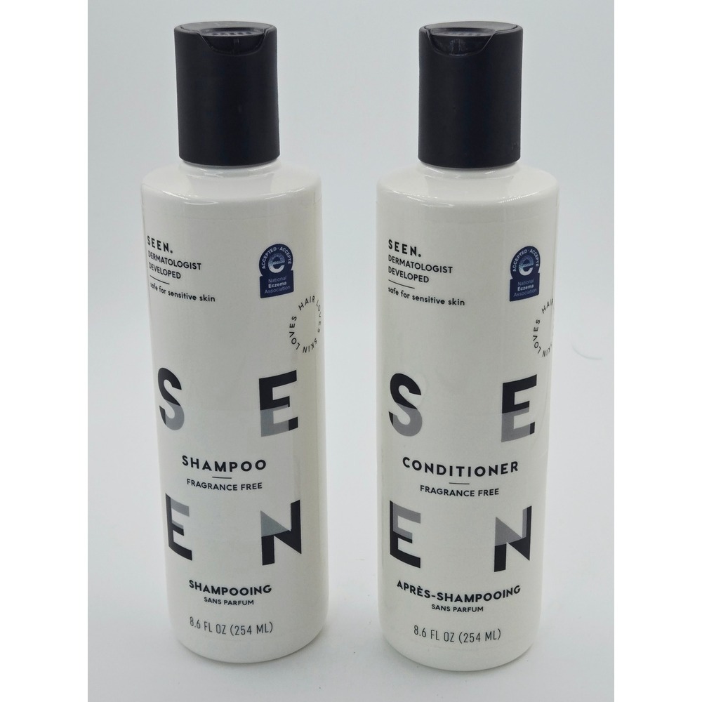 SEEN Fragrance Free Shampoo & Conditioner Set 8.6 fl oz Dermatologist Developed